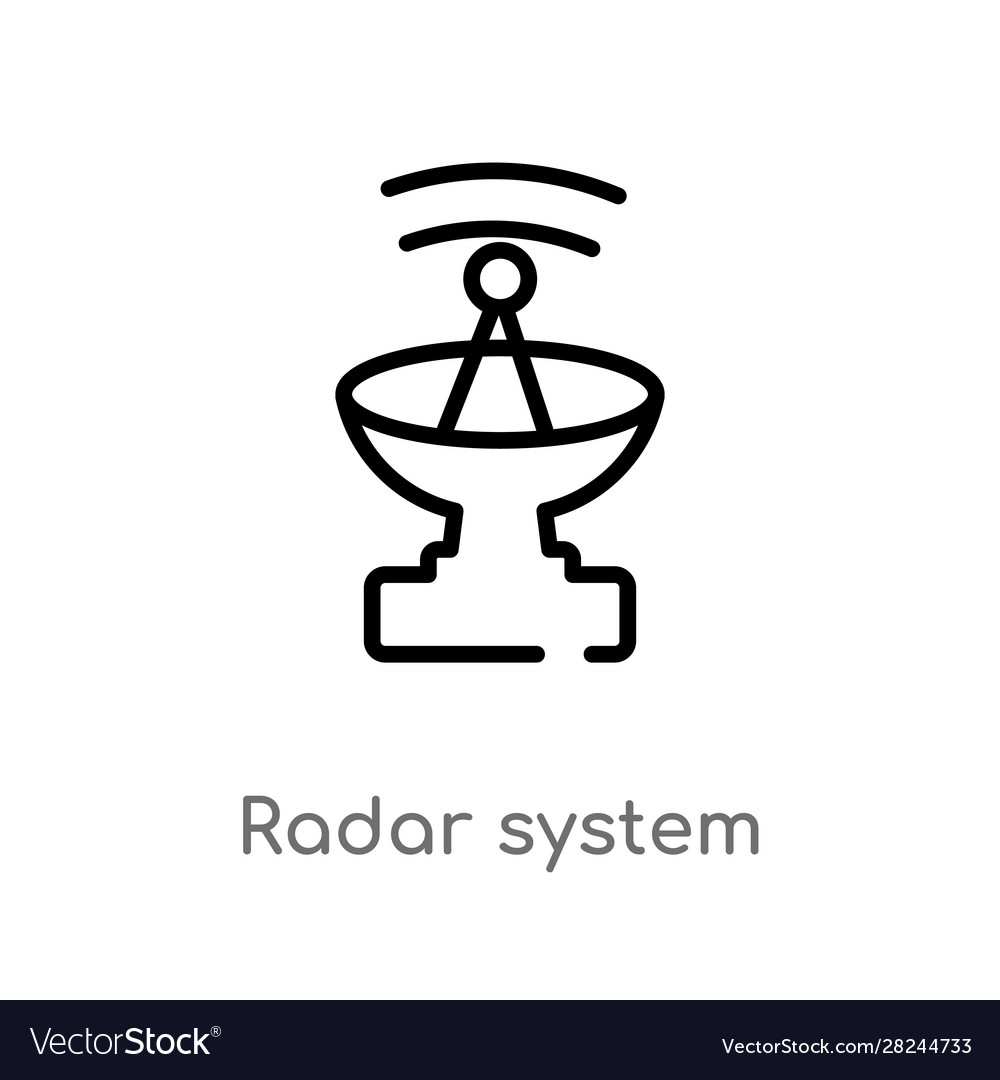 Outline radar system icon isolated black simple