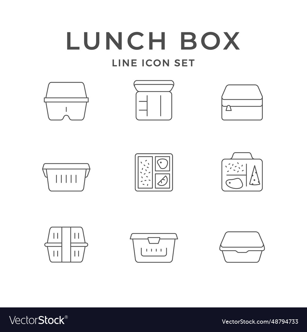 Set line icons of lunch box Royalty Free Vector Image