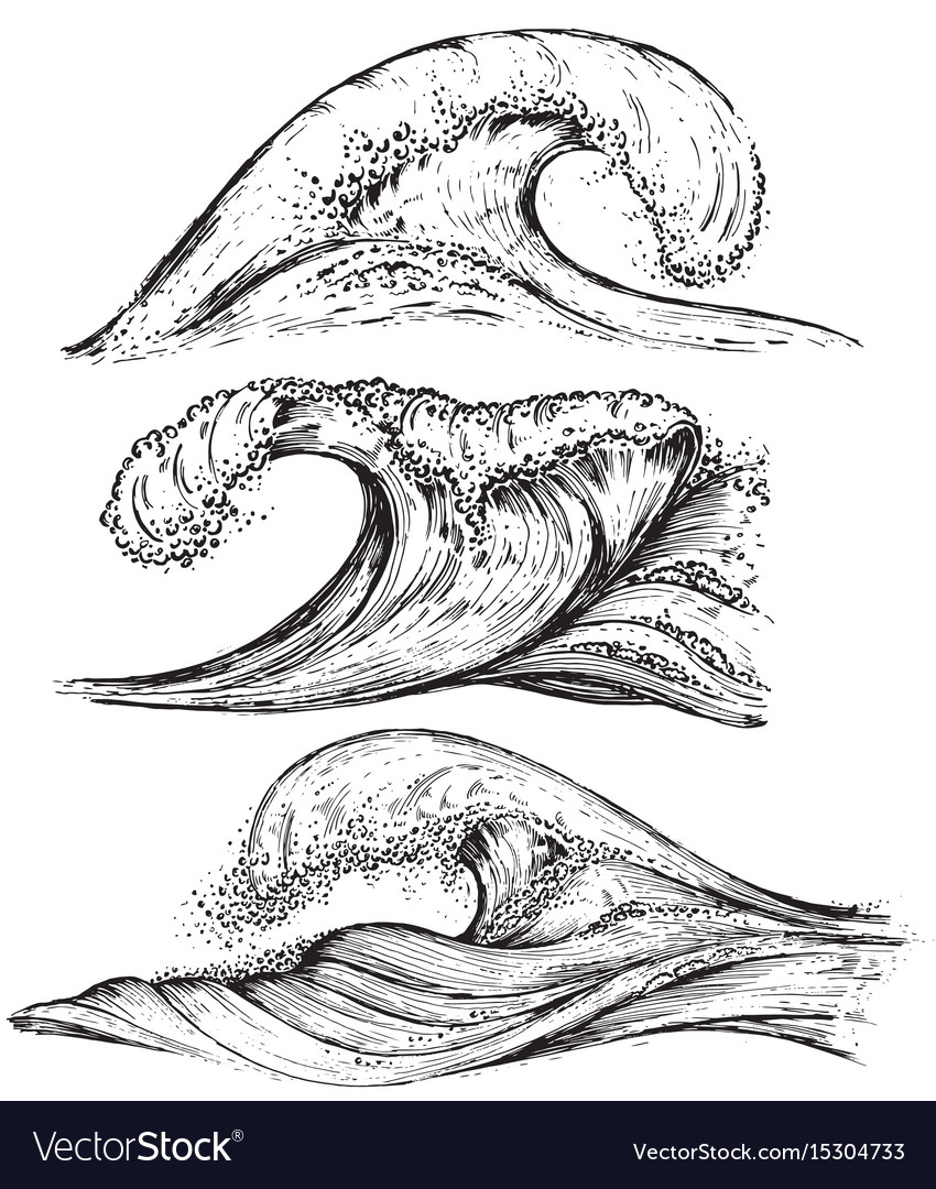 Hand drawn ocean waves Sketch sea  Waves sketch Ocean wave drawing Ocean  waves painting