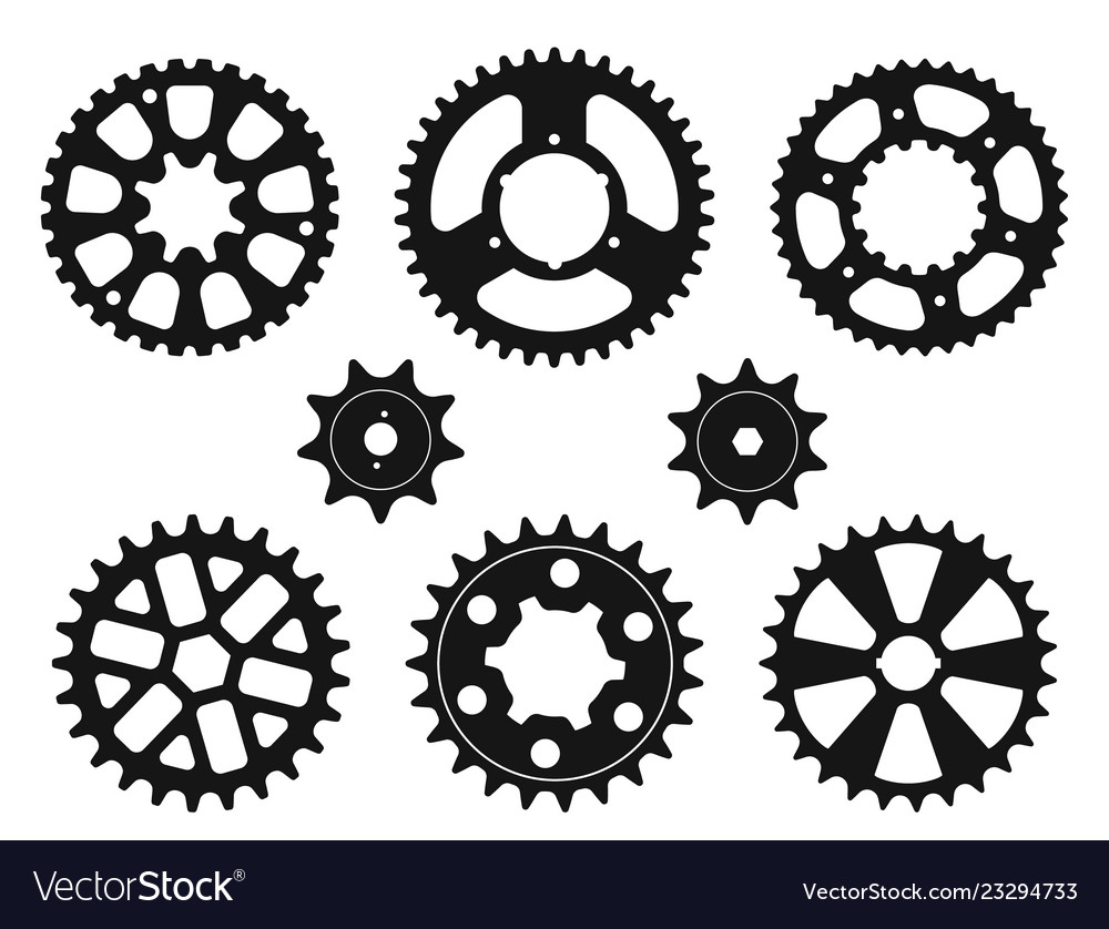 Silhouettes Gear Wheels Icons Set Royalty Free Vector Image