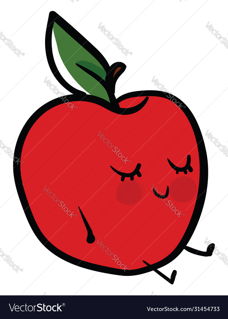 Sleeping apple on white background