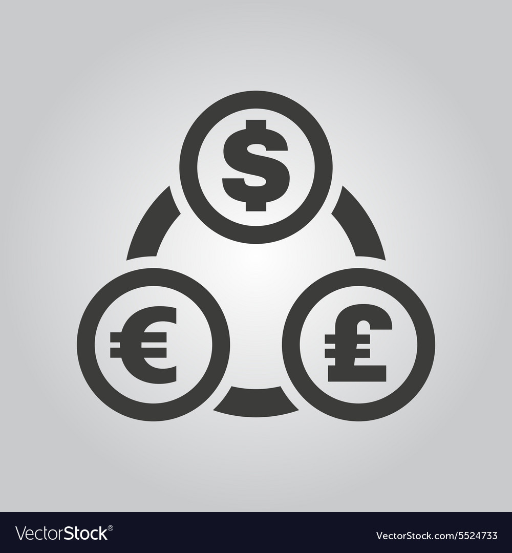 The currency exchange dollar euro pound sterling Vector Image