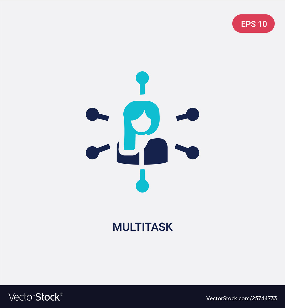 Two color multitask icon from human resources