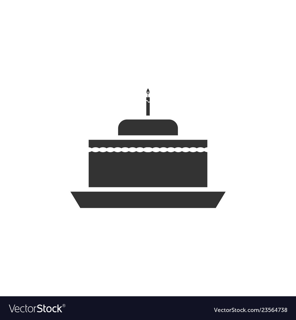 Birthday cake icon flat