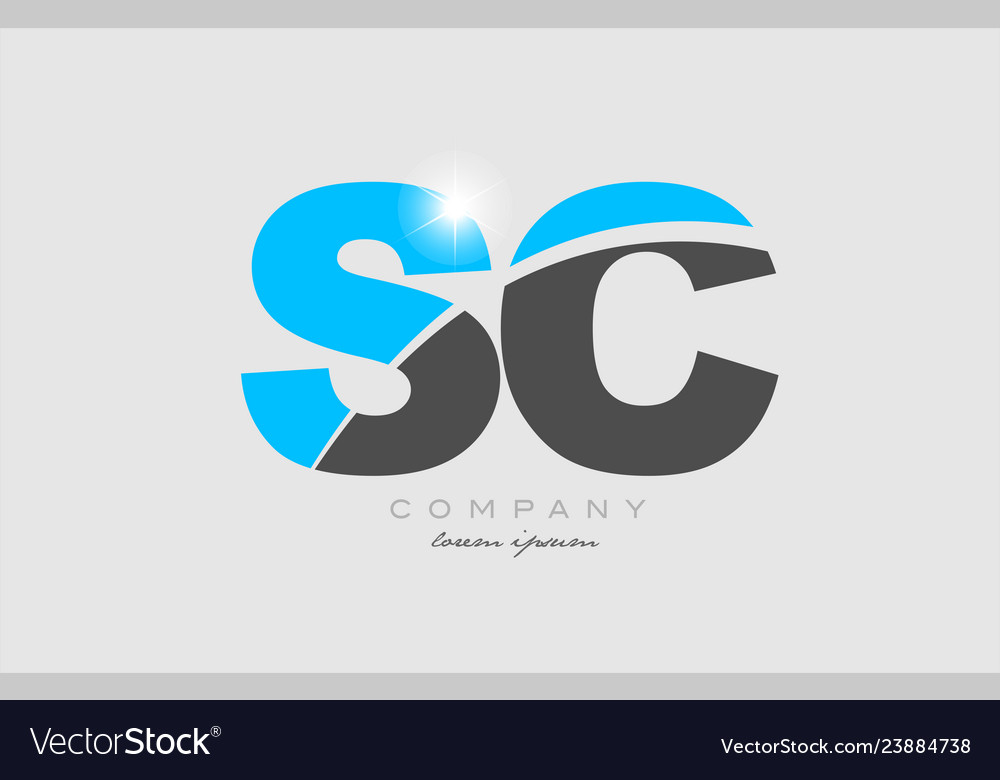 Combination letter sc s c in grey blue color