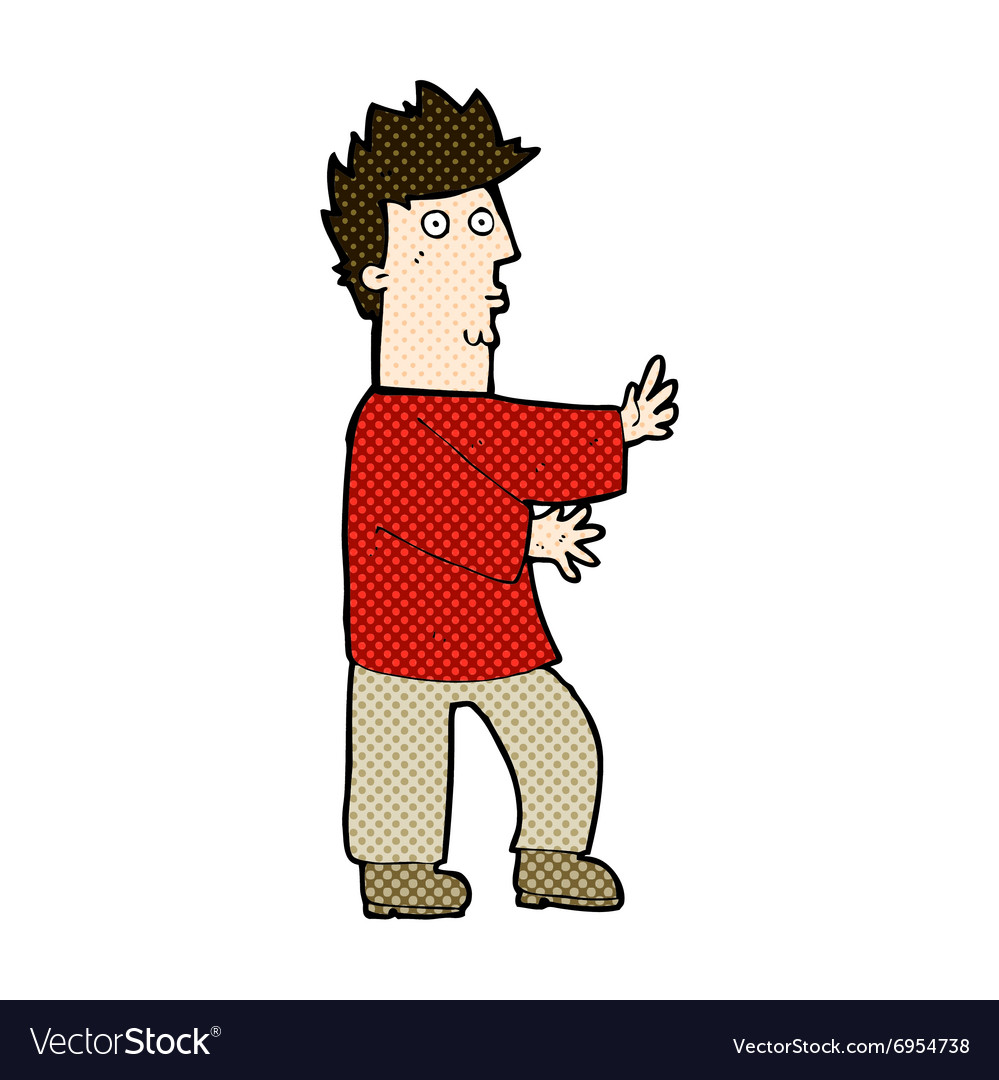 Comic cartoon nervous man waving Royalty Free Vector Image