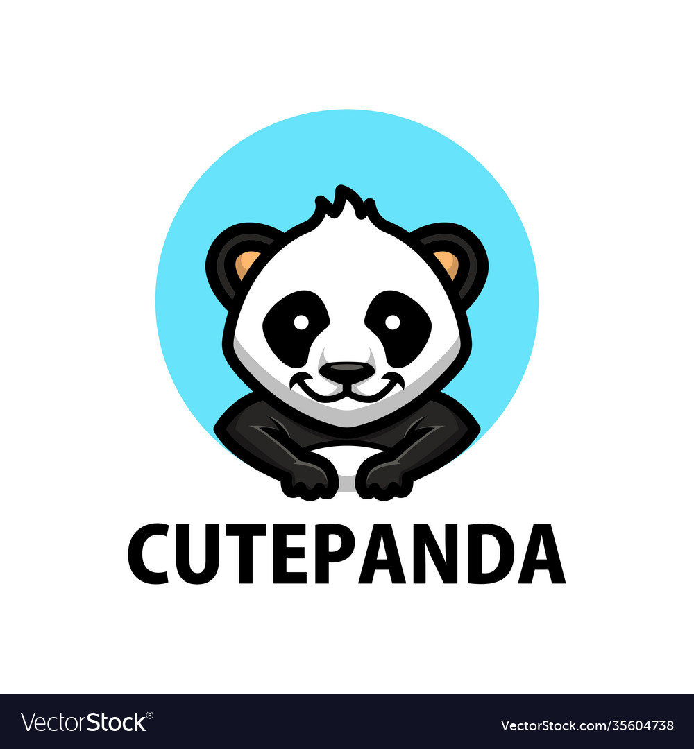 Cute panda cartoon logo icon Royalty Free Vector Image