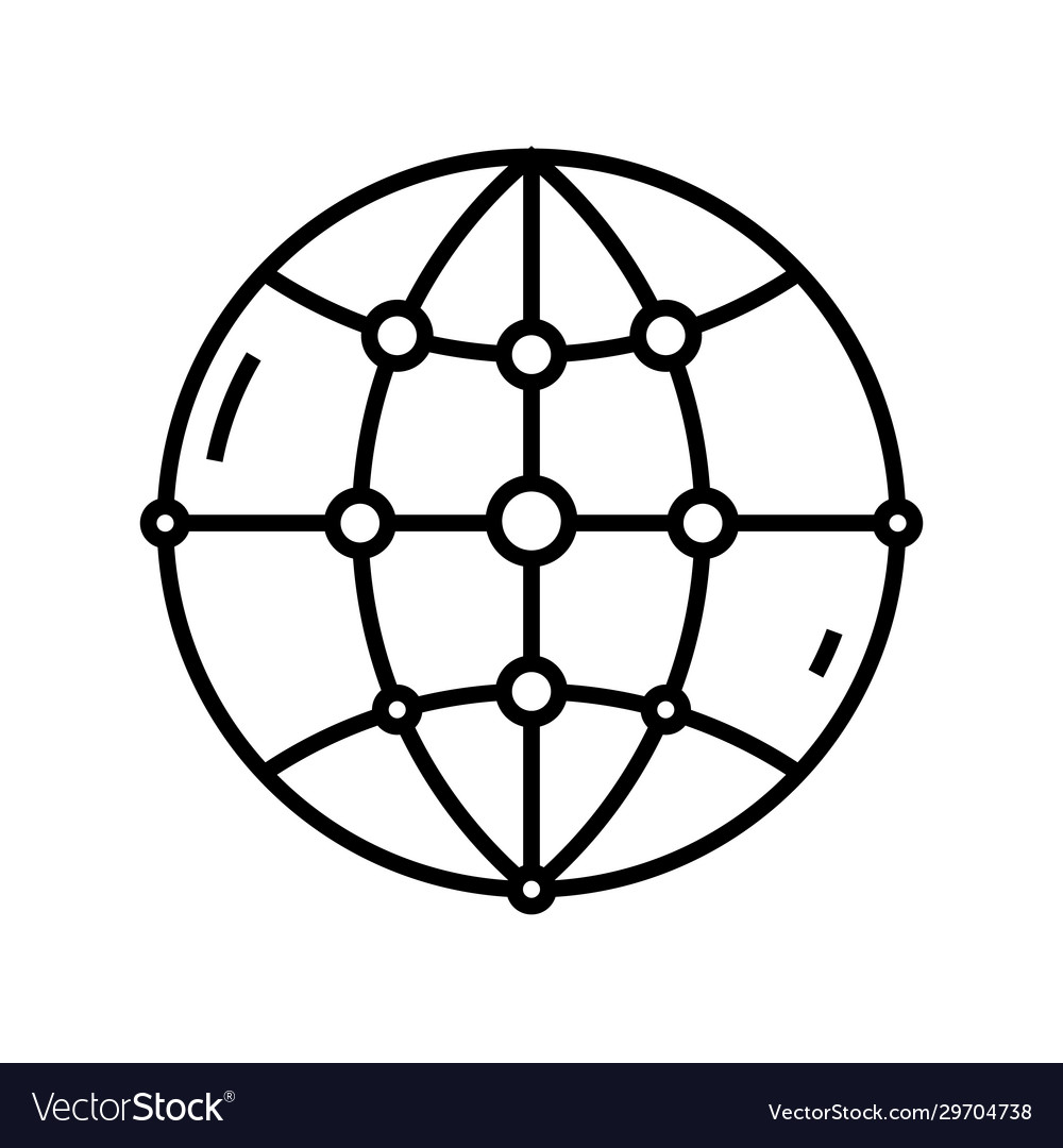 Global network line icon concept sign outline vector image Global network line icon concept sign outline