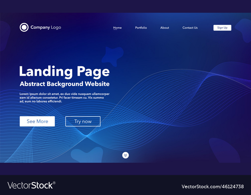 Gradient abstract wave background landing page vector image Gradient abstract wave background landing page
