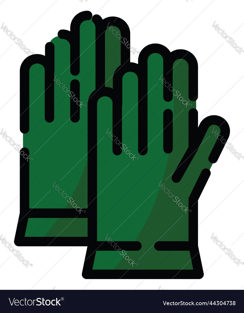 Green gloves on a white background