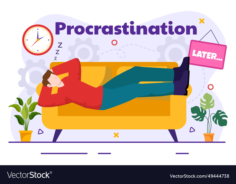 Procrastination with procrastinating lazy Vector Image