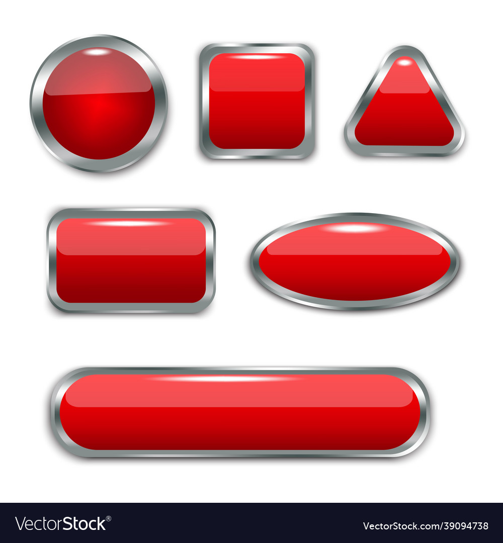 Red shapes metal frame on white background vector image Red shapes metal frame on white background