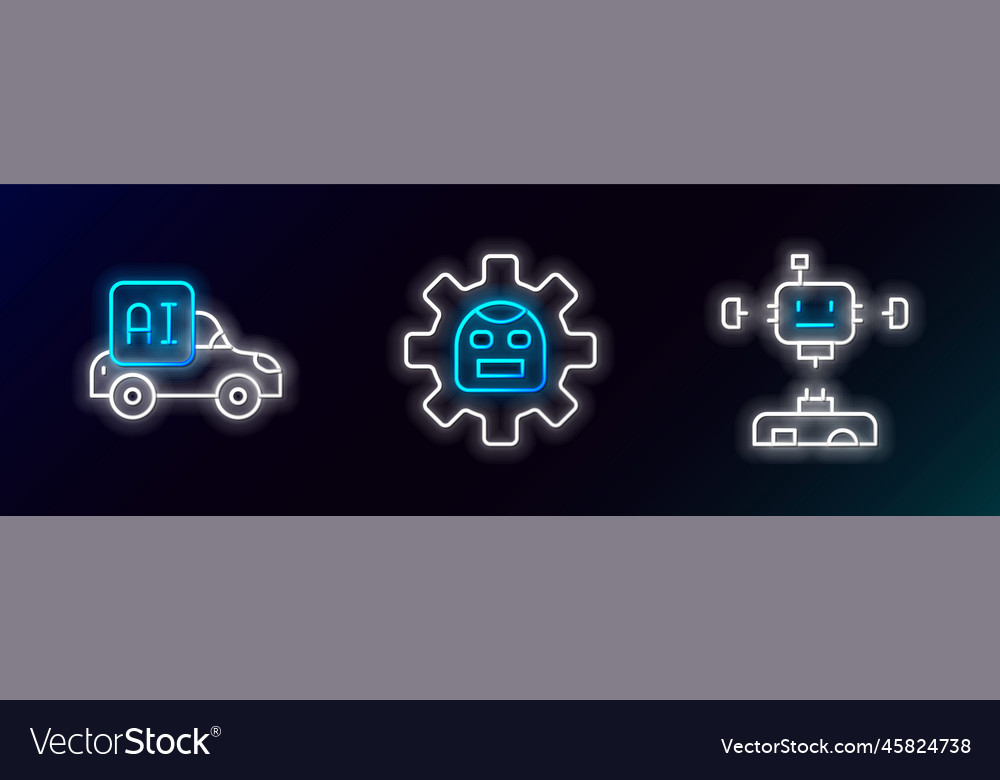 Set line disassembled robot autonomous smart car vector image Set line disassembled robot autonomous smart car
