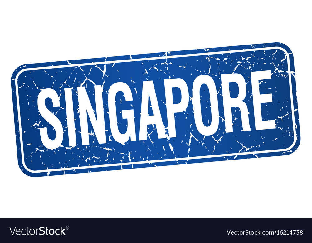 Singapore blue stamp isolated on white background