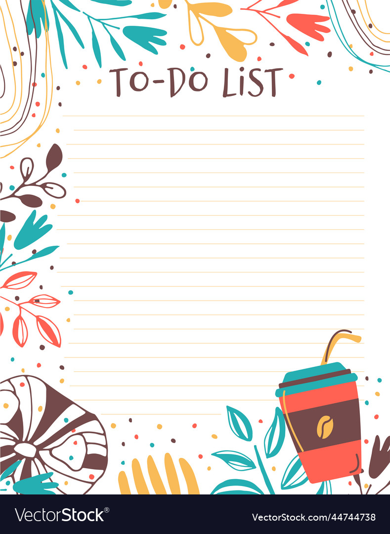 To do list template design for notes a5 format vector image To do list template design for notes a5 format