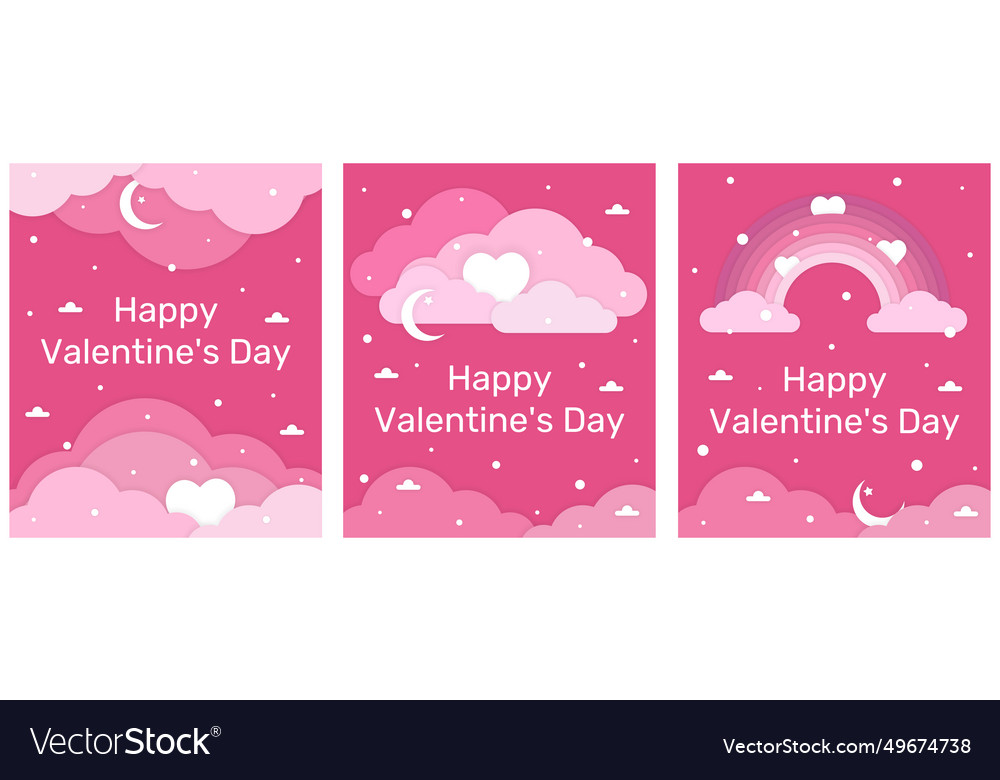 Valentines day posters set with clouds