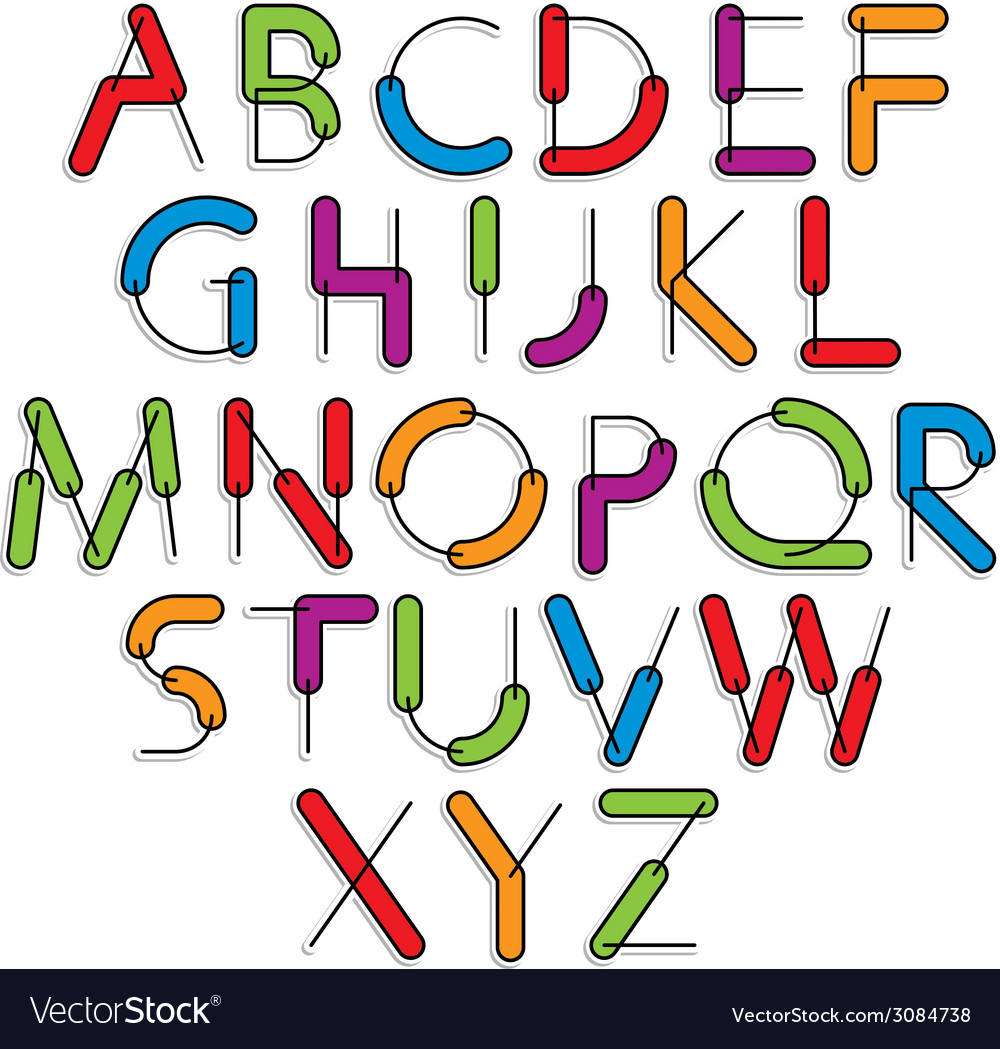 Weird constructor font alphabet letters Royalty Free Vector