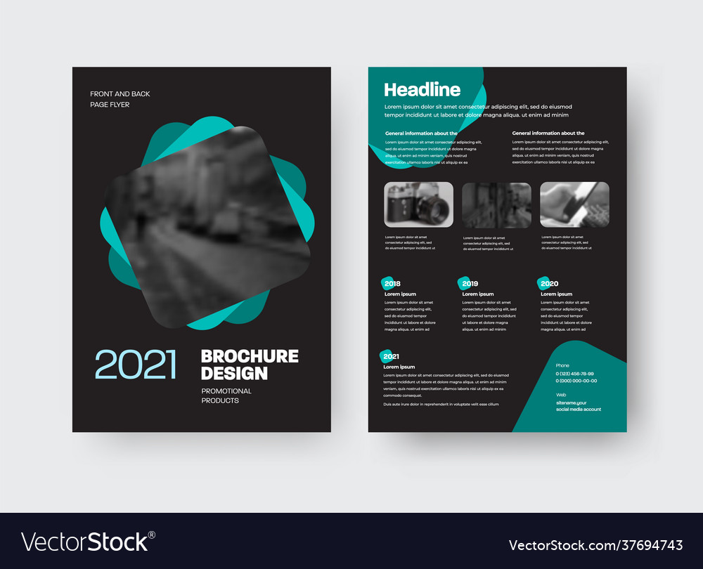 Brochure template with creative design on black Vector Image Brochure template with creative design on black Vector Image