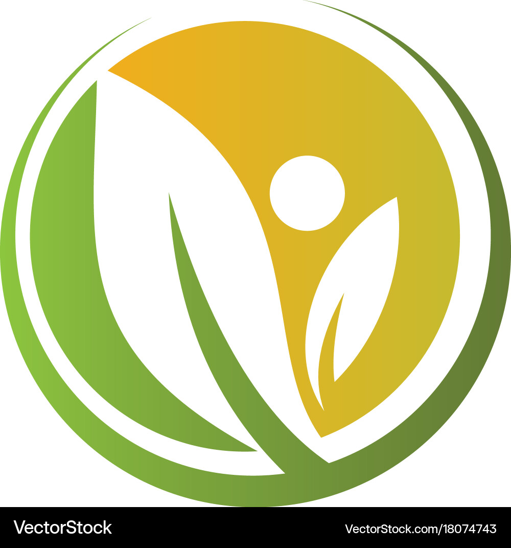 Circle green leaf logo Royalty Free Vector Image