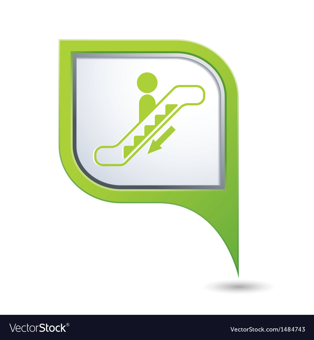 Escalator down icon on green map pointer