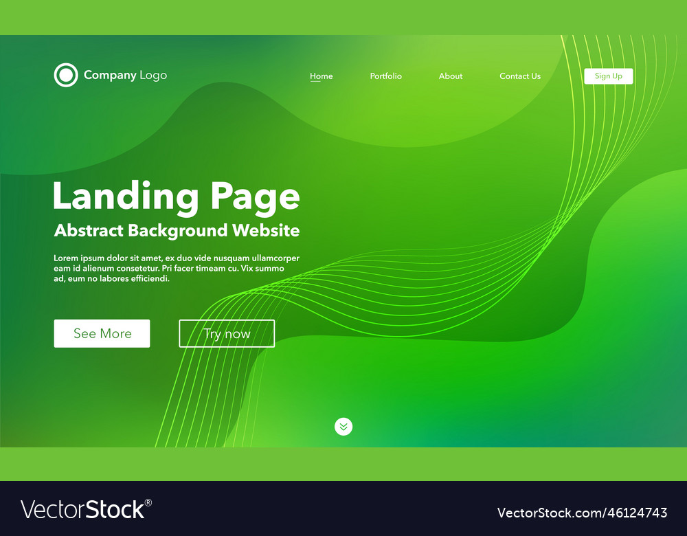 Gradient abstract wave background landing page vector image Gradient abstract wave background landing page