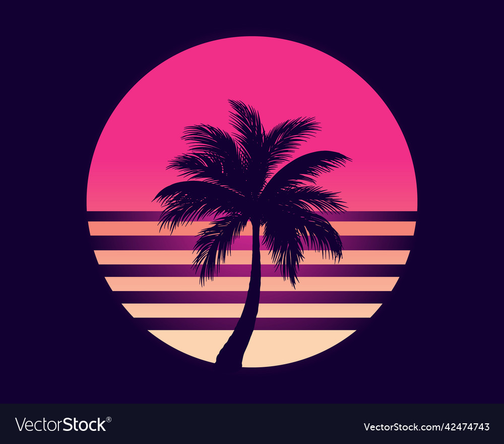 Retro futuristic landscape Royalty Free Vector Image