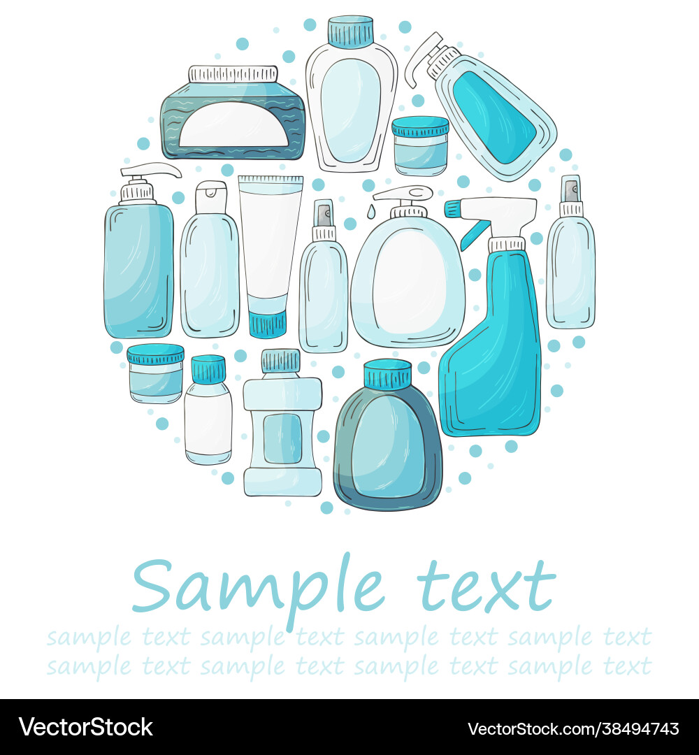 Round set elements bathroom Royalty Free Vector Image