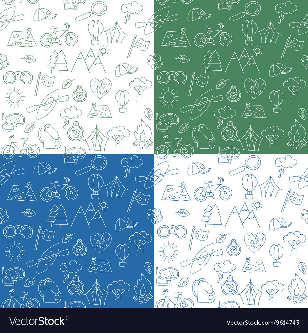 Seamless pattern with ecotourism design elements