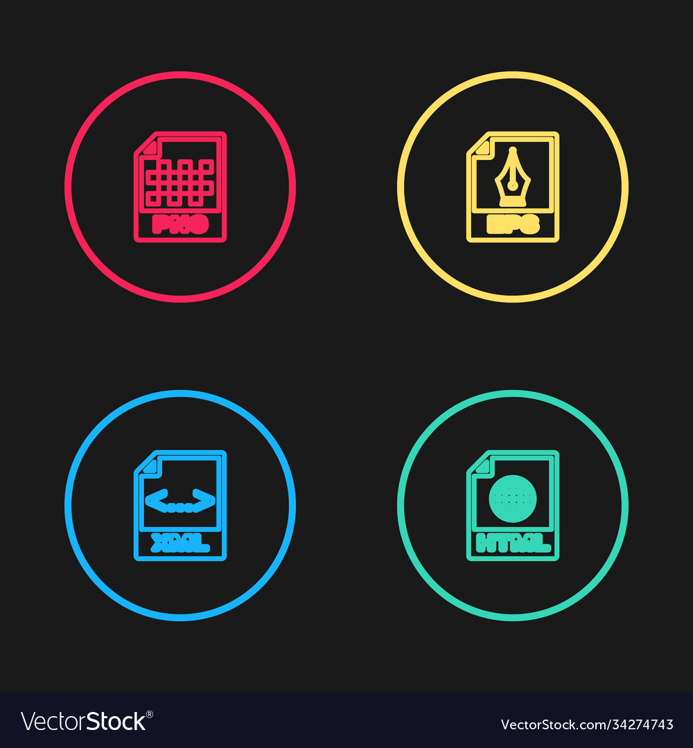 Set line xml file document html eps and png icon vector image Set line xml file document html eps and png icon