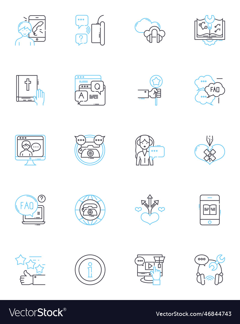 Web assistance linear icons set support vector image Web assistance linear icons set support