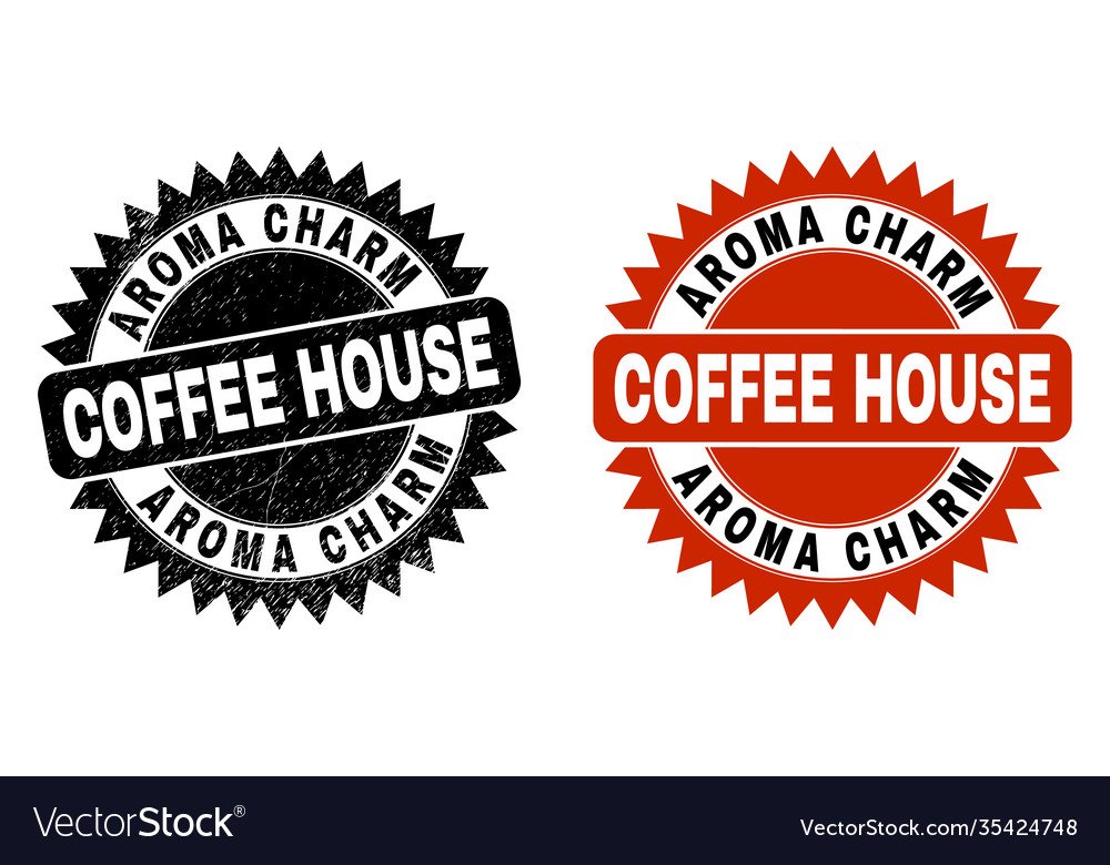 Aroma charm coffee house black rosette stamp seal