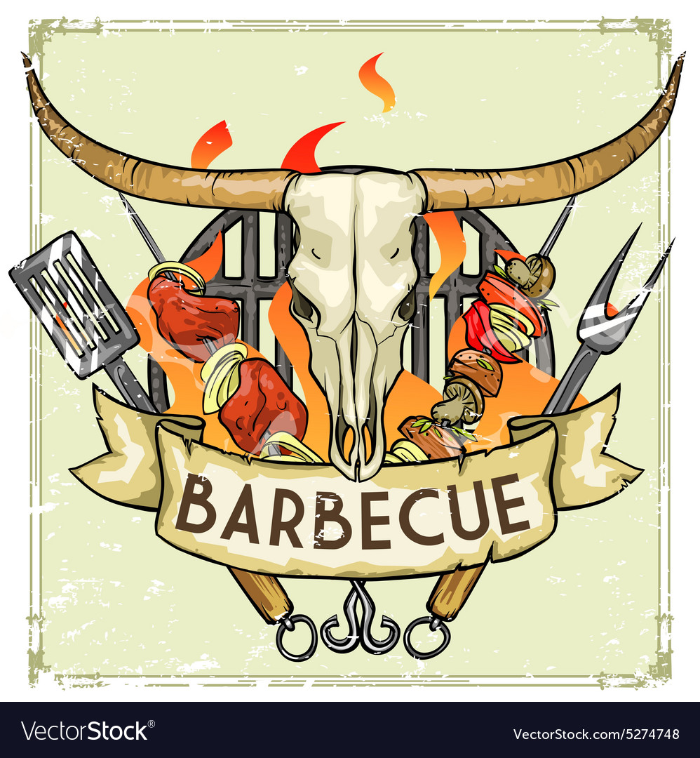 BBQ Grill label design with Royalty Free Vector Image