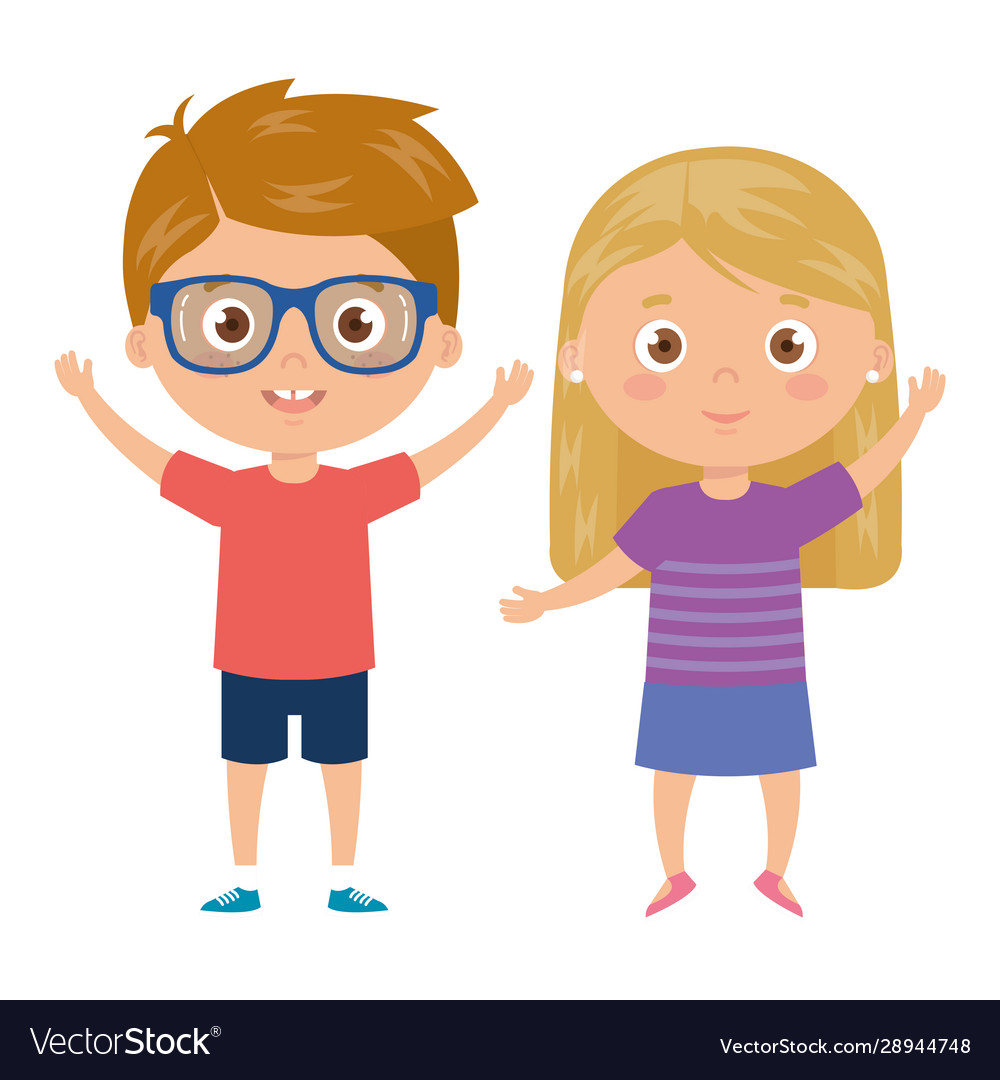 Children standing on white background Royalty Free Vector