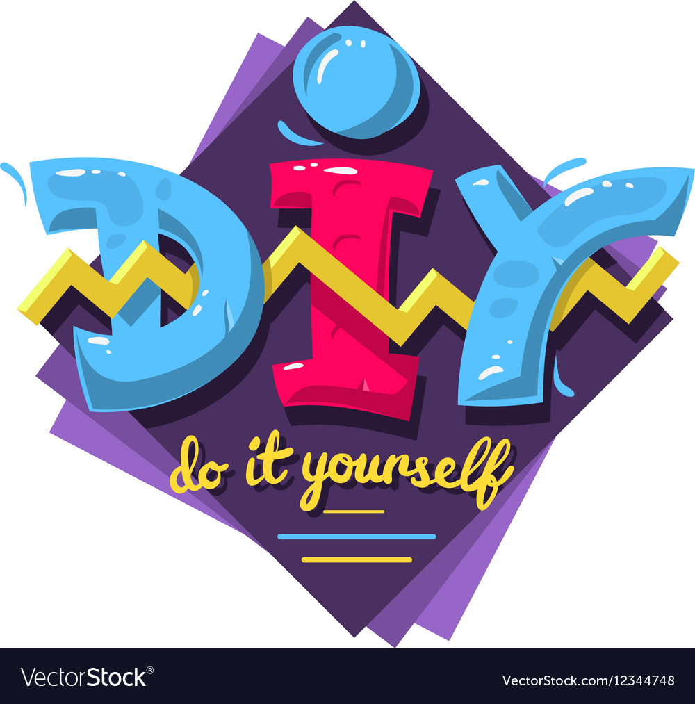 Diy Acronym Do It Yourself 90 S Vibrant Colors Vector Image