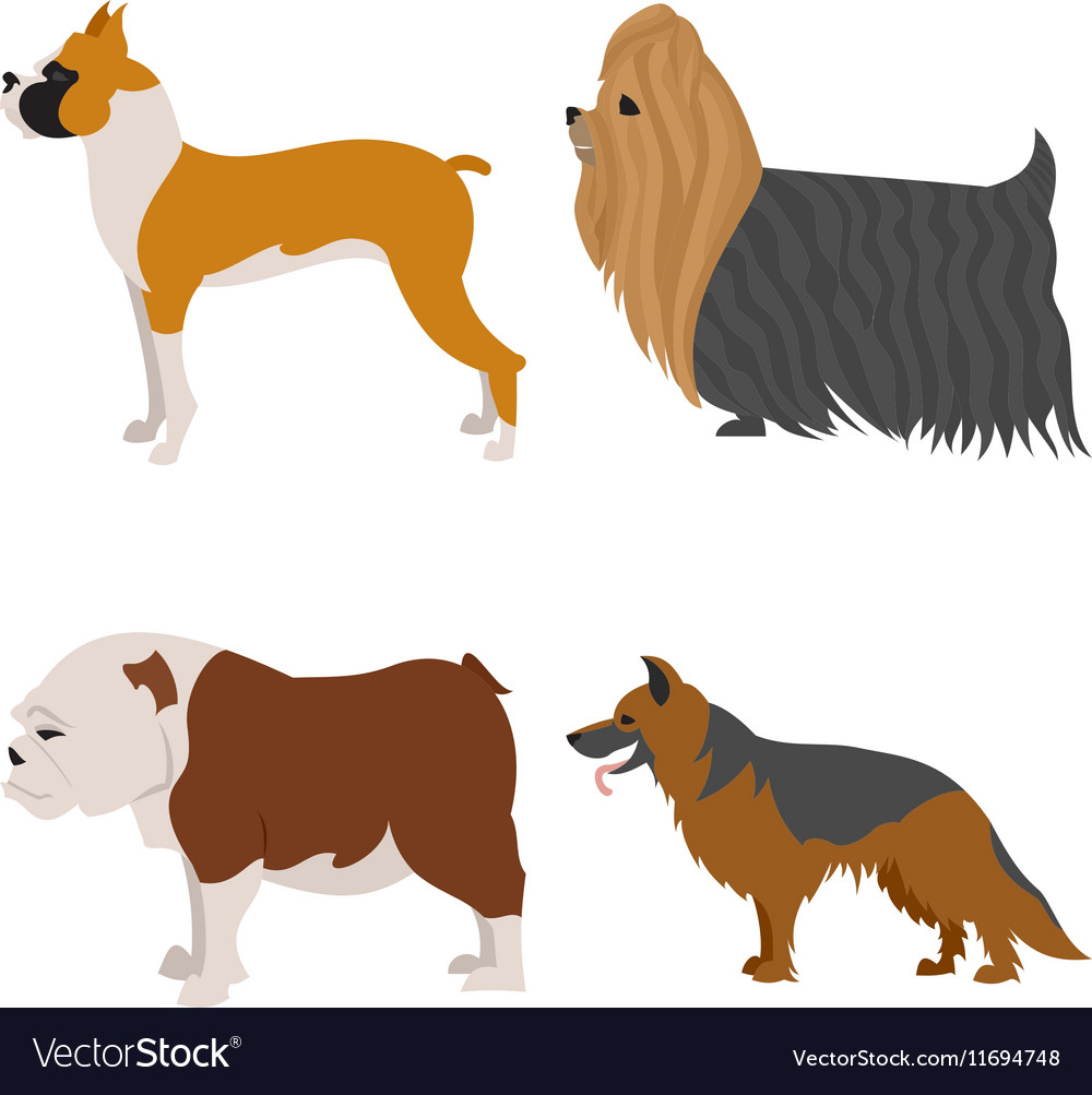 Dogs flat set Royalty Free Vector Image - VectorStock