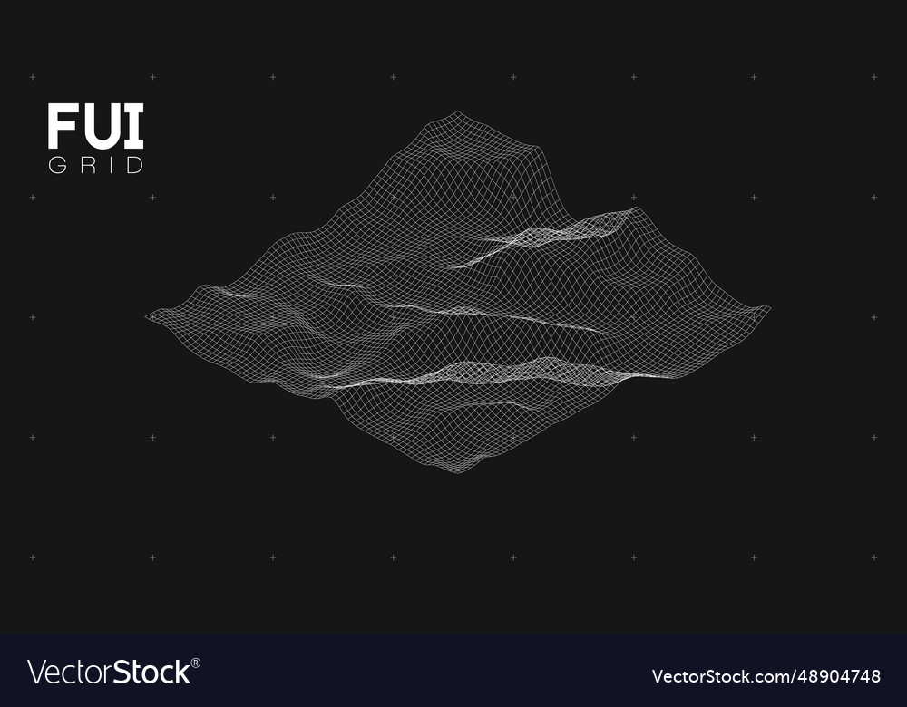 Fui gui 3d landscape scan grid abstract vector image Fui gui 3d landscape scan grid abstract