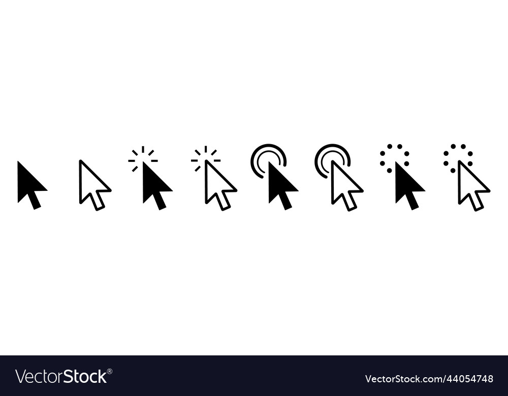 Gray Cursor Arrow Icons - Click Set