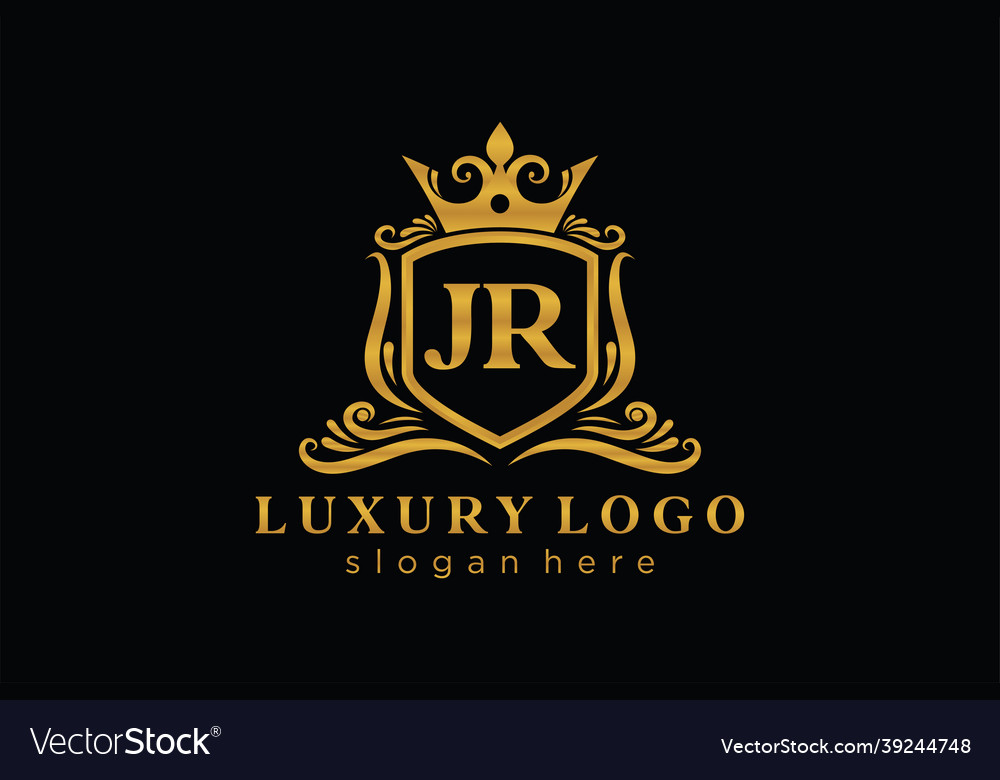 Initial jr letter royal luxury logo template Vector Image