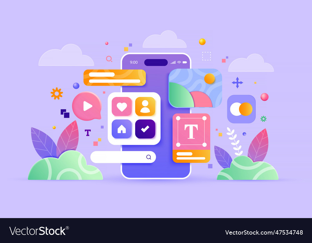 Modern 3d of app development Royalty Free Vector Image