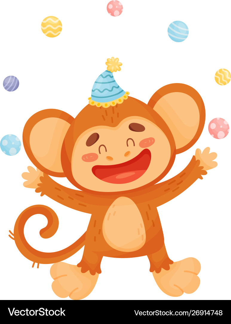 Monkey juggles balls Royalty Free Vector Image