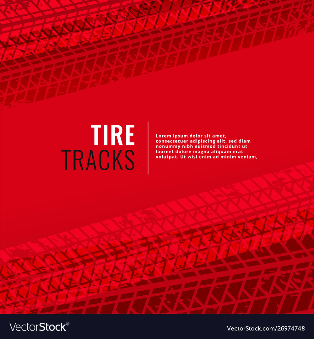 Red background with tire tracks print marks