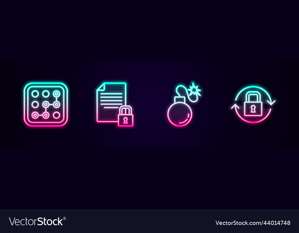 Set line graphic password protection document vector image Set line graphic password protection document
