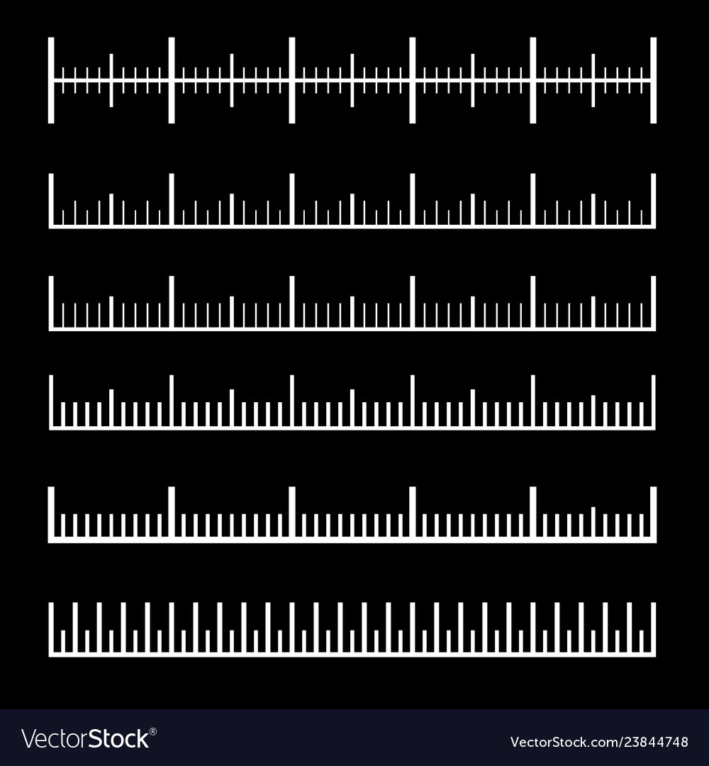 Set of metric rulers in flat style