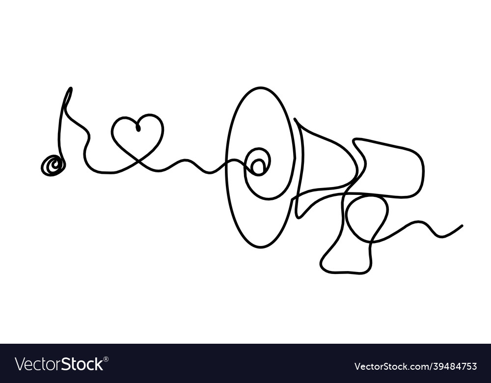 Abstract note and megaphone as continuous lines