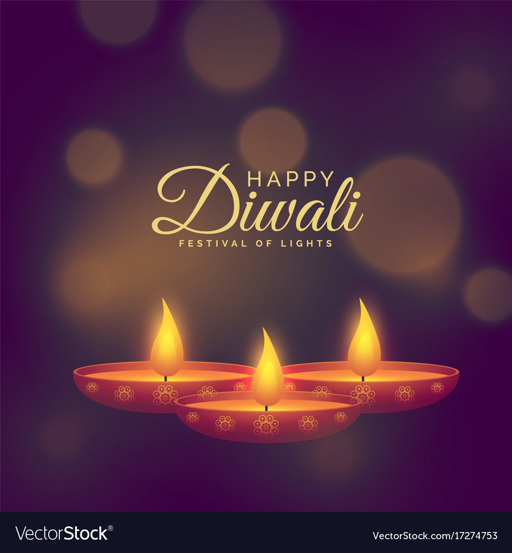 Beautiful burning diya for diwali festival Vector Image