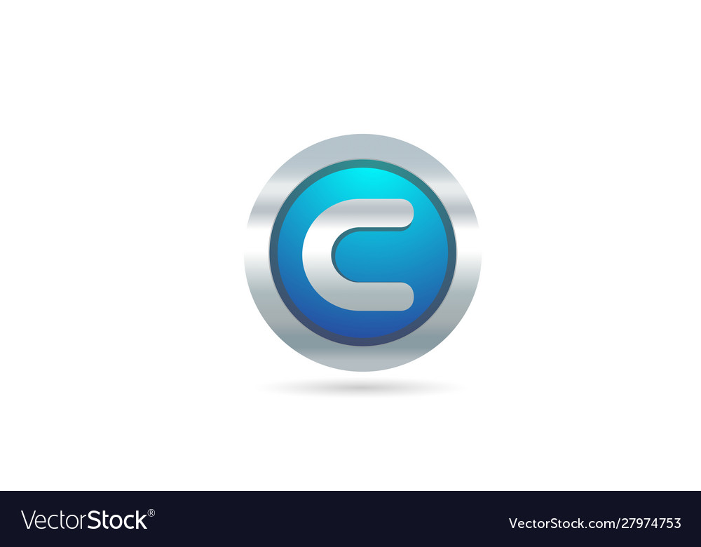 C alphabet letter blue metal logo icon design