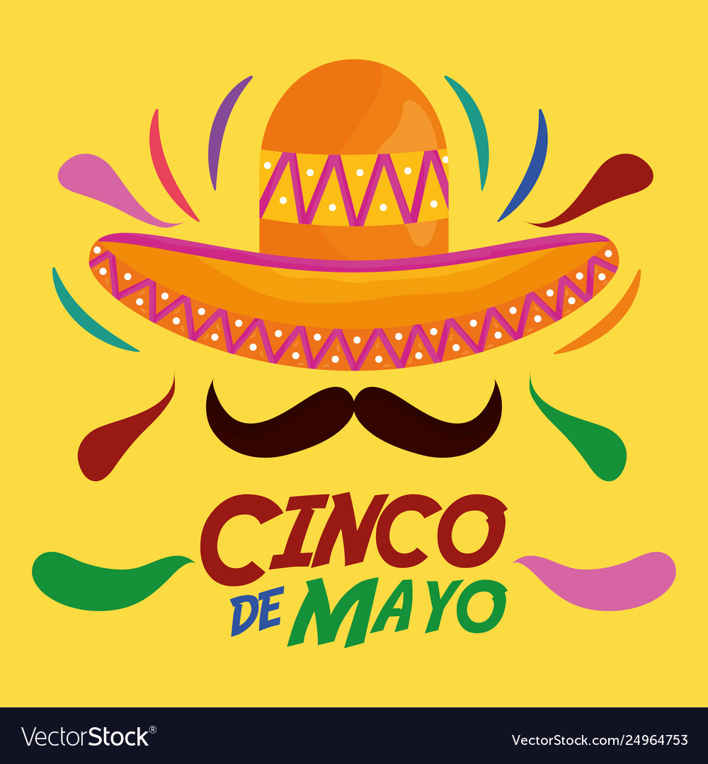 Cinco de mayo celebration with hat mexican Vector Image