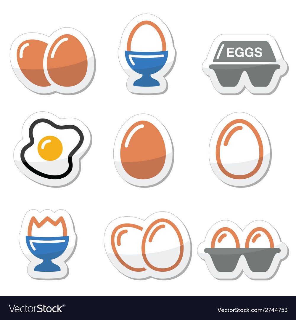 Egg fried box icons set Royalty Free Vector Image