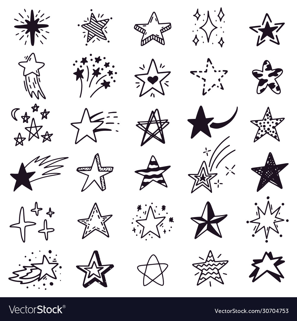 Hand Drawn Star Sketch Doodle Stars Sketch Vector Image 0767