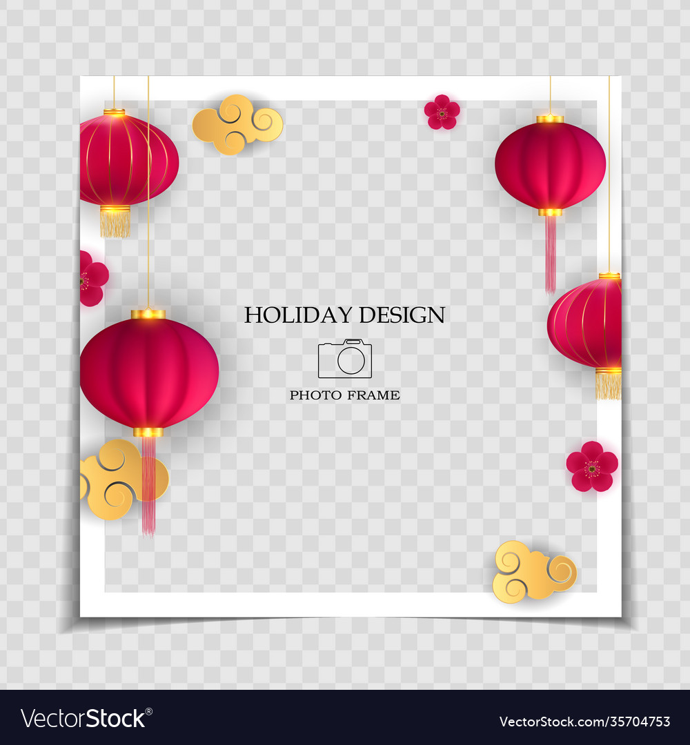 Holiday background photo frame template chinese vector image Holiday background photo frame template chinese